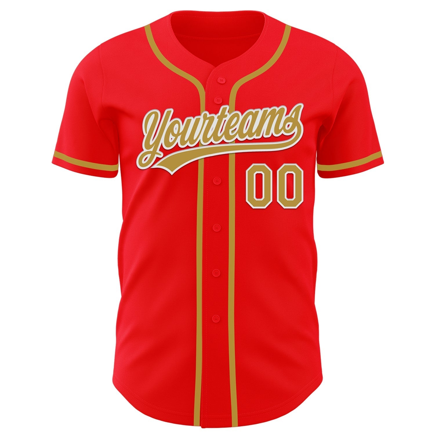Custom Fire Red Old Gold-White Authentic Baseball Jersey baseball jersey product view 2