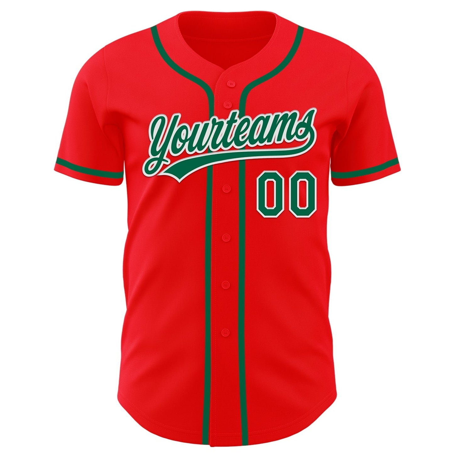 Custom Fire Red Kelly Green-White Authentic Baseball Jersey baseball jersey product view 2