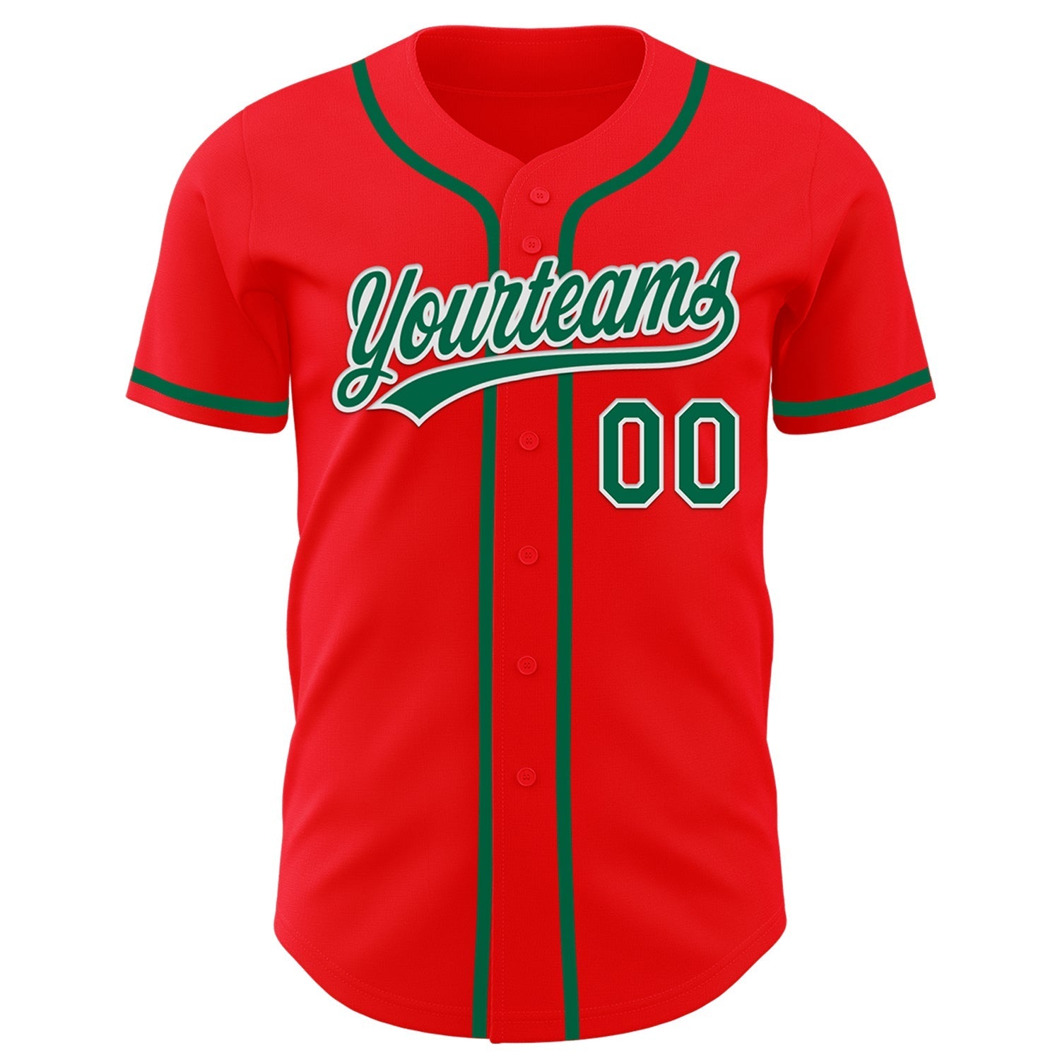 Custom Fire Red Kelly Green-White Authentic Baseball Jersey baseball jersey product view 2