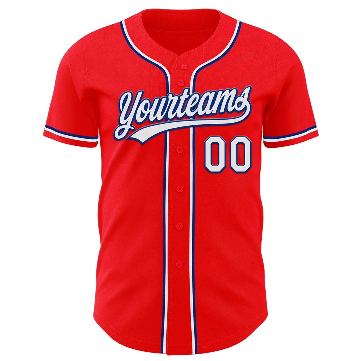 Custom Fire Red White-Royal Authentic Baseball Jersey baseball jersey product view 2