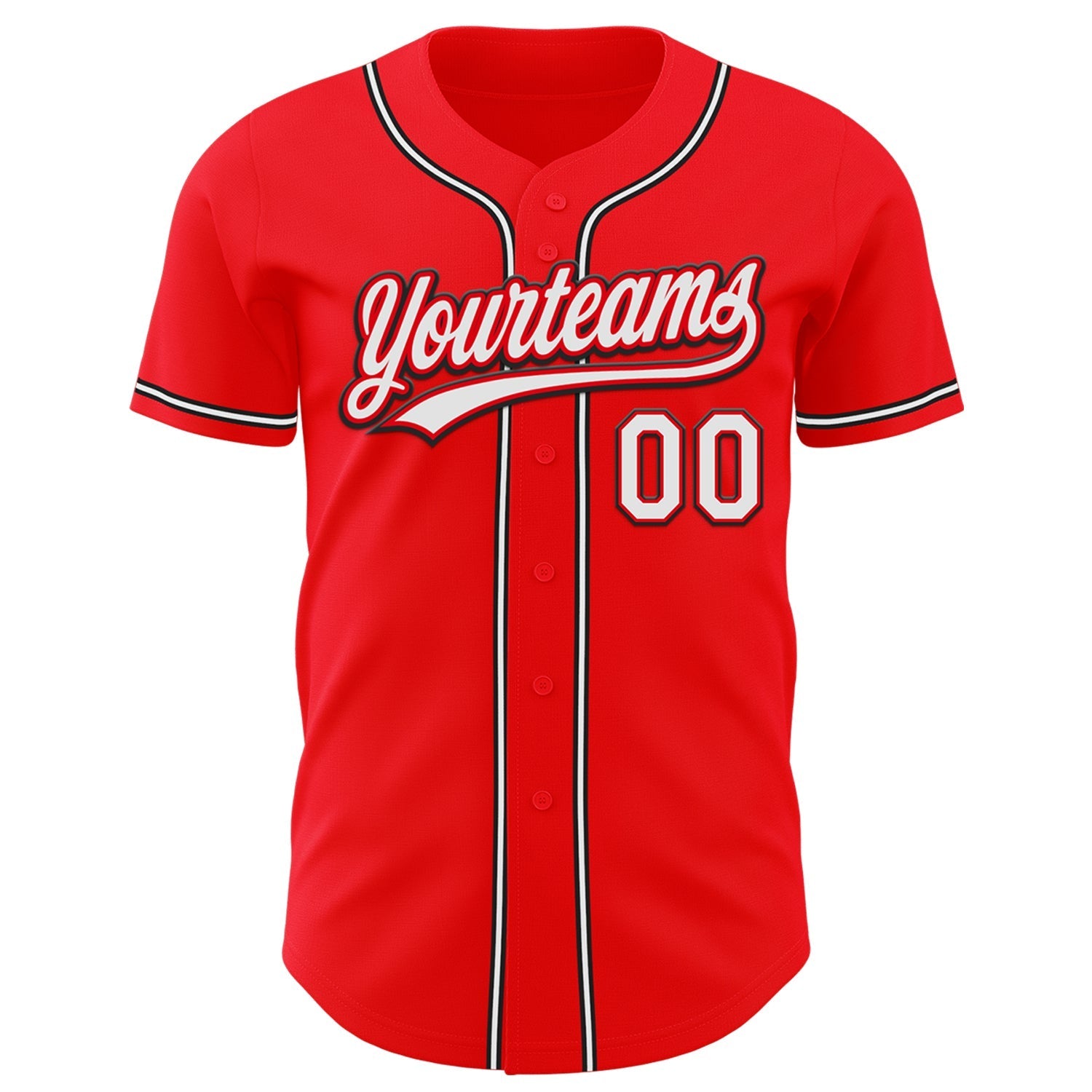 Custom Fire Red White-Black Authentic Baseball Jersey baseball jersey product view 2