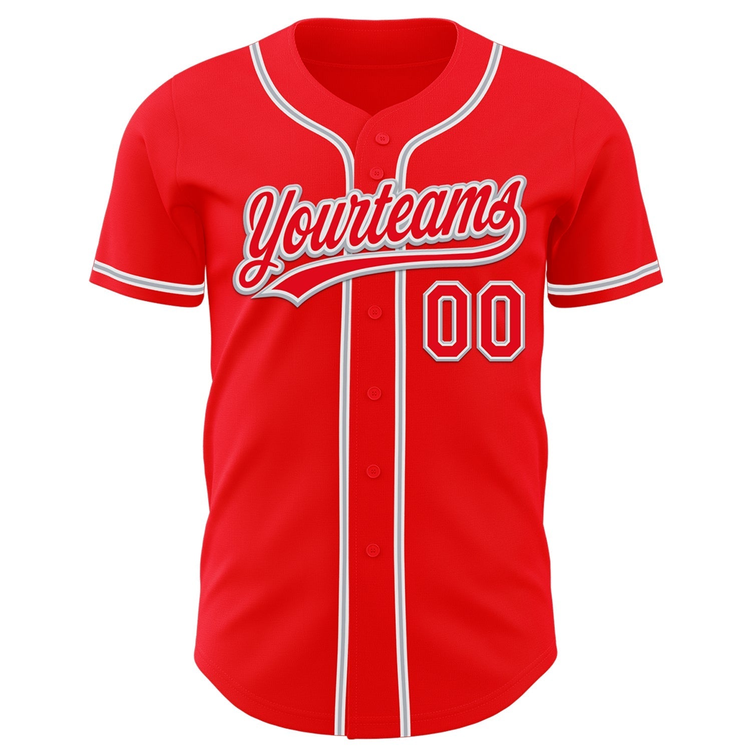 Custom Fire Red White-Gray Authentic Baseball Jersey baseball jersey product view 2