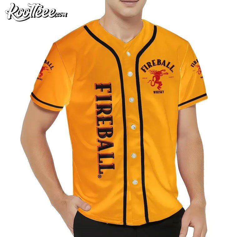Fireball Whisky Personalized Name Baseball Jersey baseball jersey product view 1