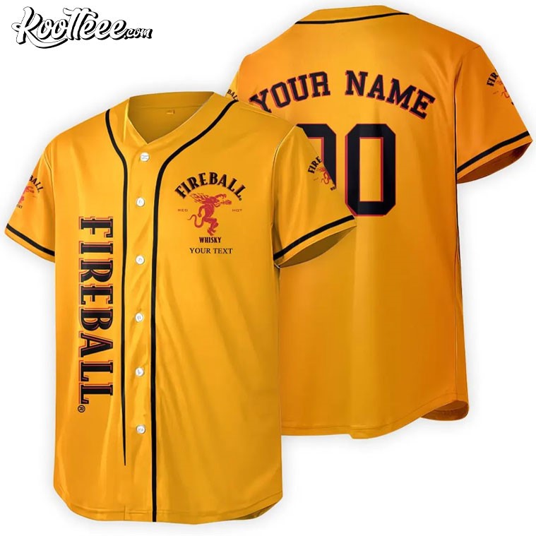Fireball Whisky Personalized Name Baseball Jersey baseball jersey product view 4