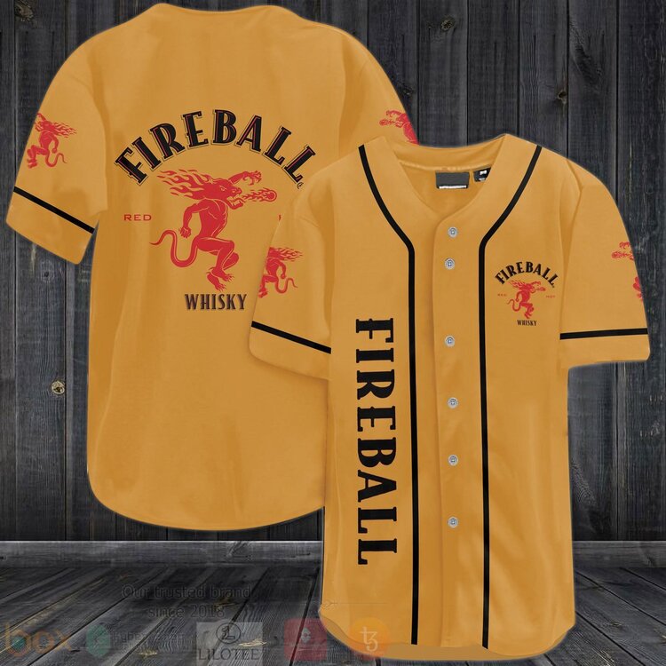 FASHION Fireball Cinnamon Whisky Baseball Jerseys Botton Shirt baseball jersey product view 1