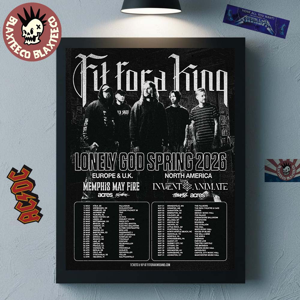 Fit For A King Lonely God Spring 2026 World Tour Europe And UK And North America Schedule Dates Decor Poster Canvas - T-Shirt, Sweatshirt, Hoodie