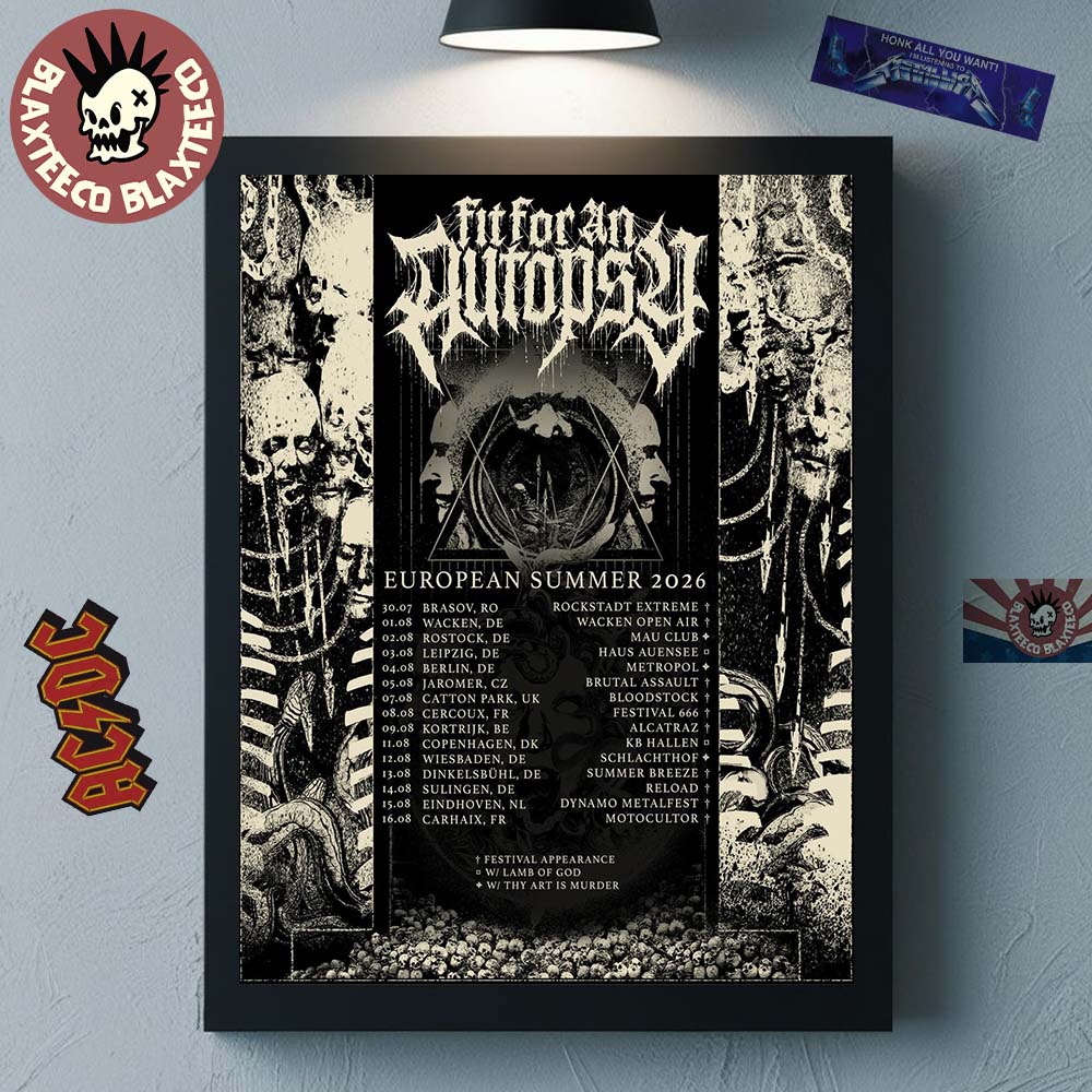 Fit For An Autopsy European Summer 2026 Tour Schedule Dates Home Decor Poster Canvas Unisex T-shirt, Sweatshirt, Hoodie, Long Sleeve Tee - T-Shirt, Sweatshirt, Hoodie