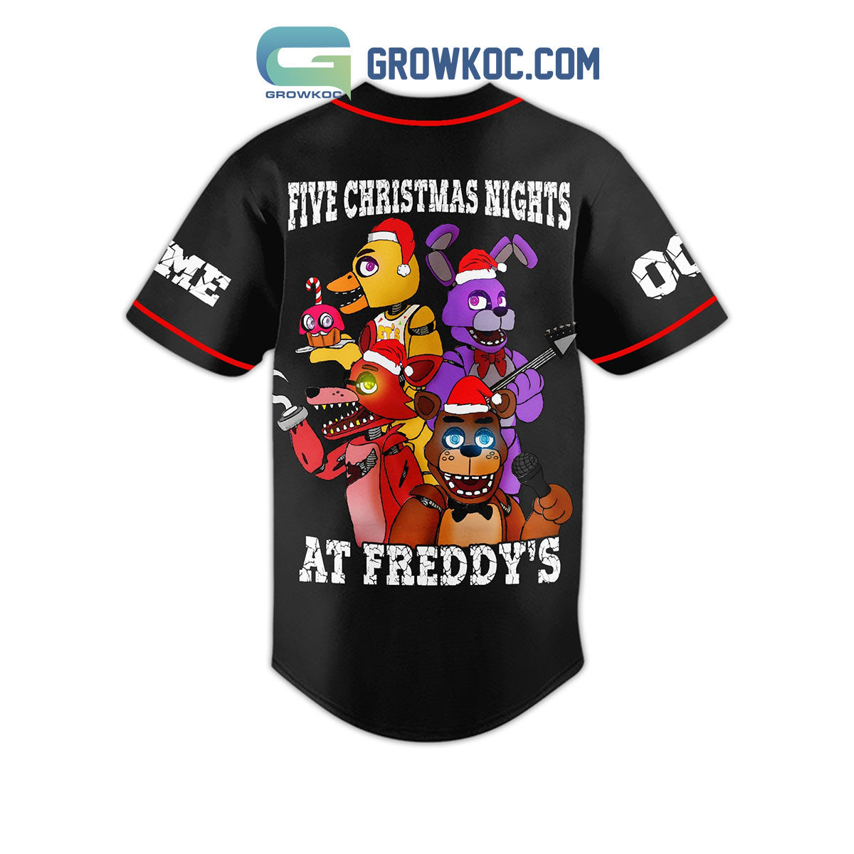 Five Christmas Nights At Freddy_s Horror Game Custom Name Number Baseball Jersey baseball jersey product view 3