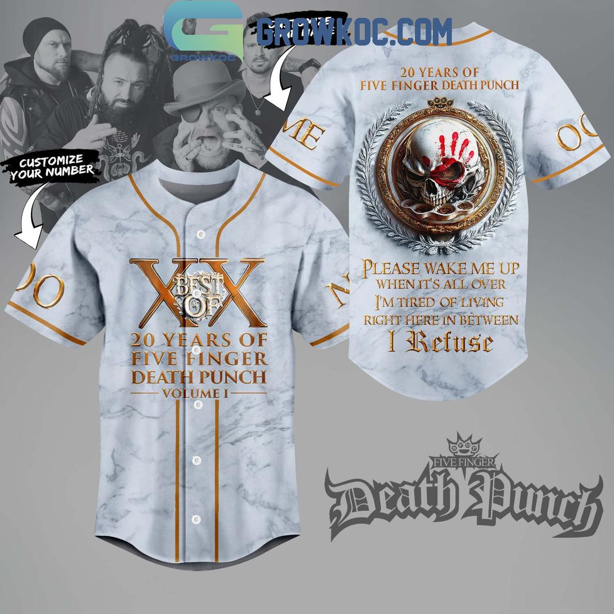 Five Finger Death Punch 20 Years Personalized Baseball Jersey baseball jersey product view 1