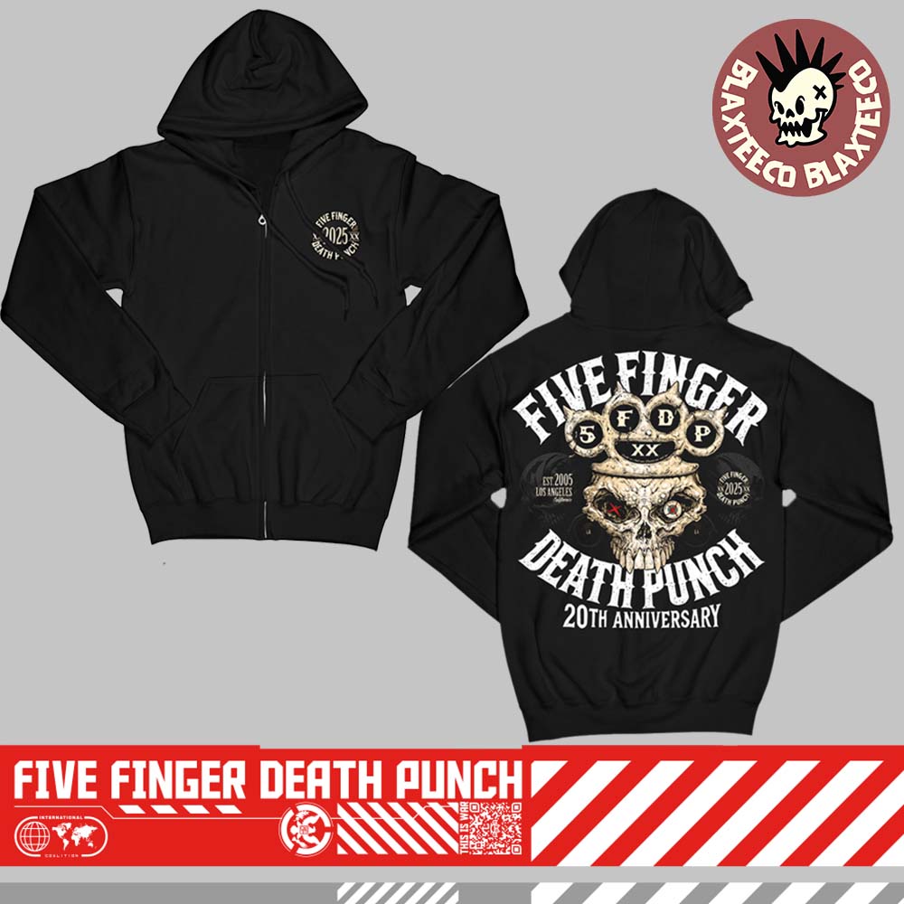 Five Finger Death Punch 20th Anniversary Merch Knucklehead Zip Hoodie Unisex T-shirt, Sweatshirt, Hoodie, Long Sleeve Tee - T-Shirt, Sweatshirt, Hoodie