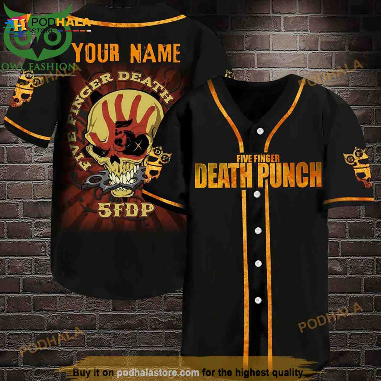 Five Finger Death Punch Personalized 3D Baseball Jersey Shirt baseball jersey product view 1