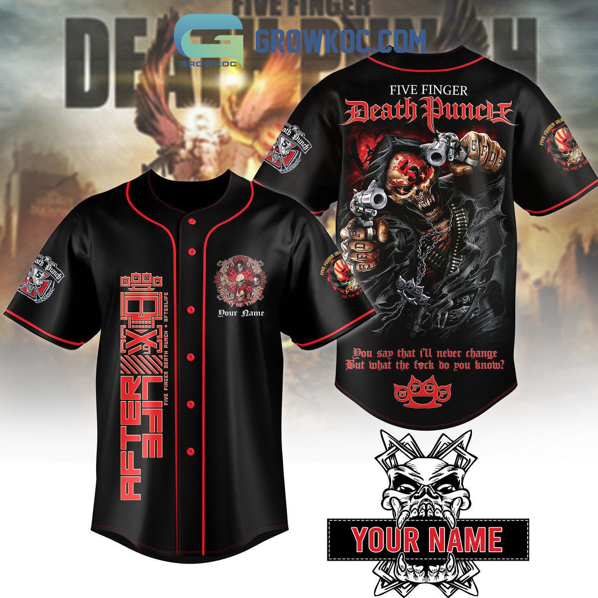 Five Finger Death Punch Skull 5FDP Personalized Baseball Jersey baseball jersey product view 1