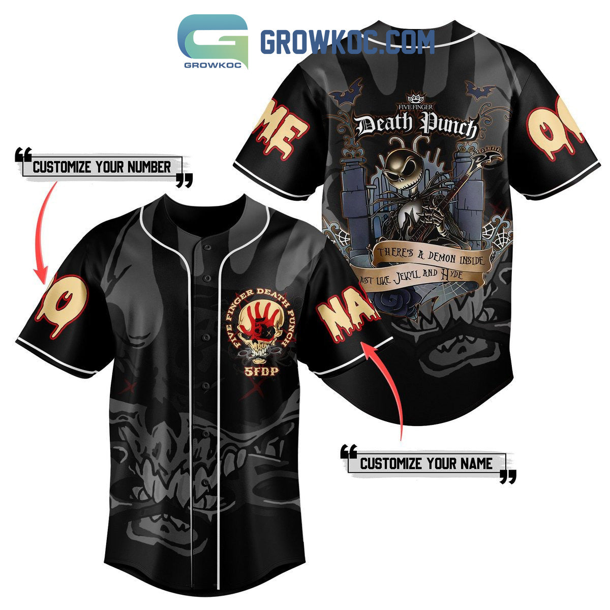 Five Finger Death Punch There’s A Demon Inside Just Like Jekyll And Hyde Personalized Baseball Jersey baseball jersey product view 1