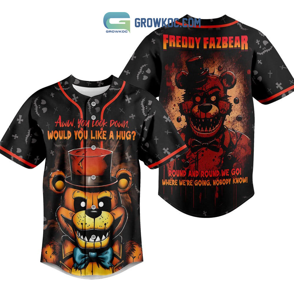 Five Night At Freddy Fazbear Round And Round We Go Where We’re Going Nobody Know Baseball Jersey baseball jersey product view 1