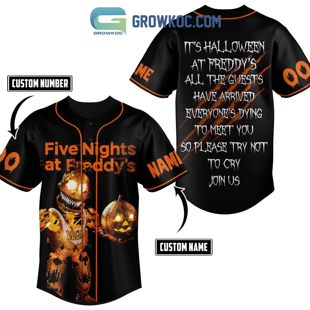 Five Night At Freddy’s It’s Halloween Personalized Baseball Jersey baseball jersey product view 1