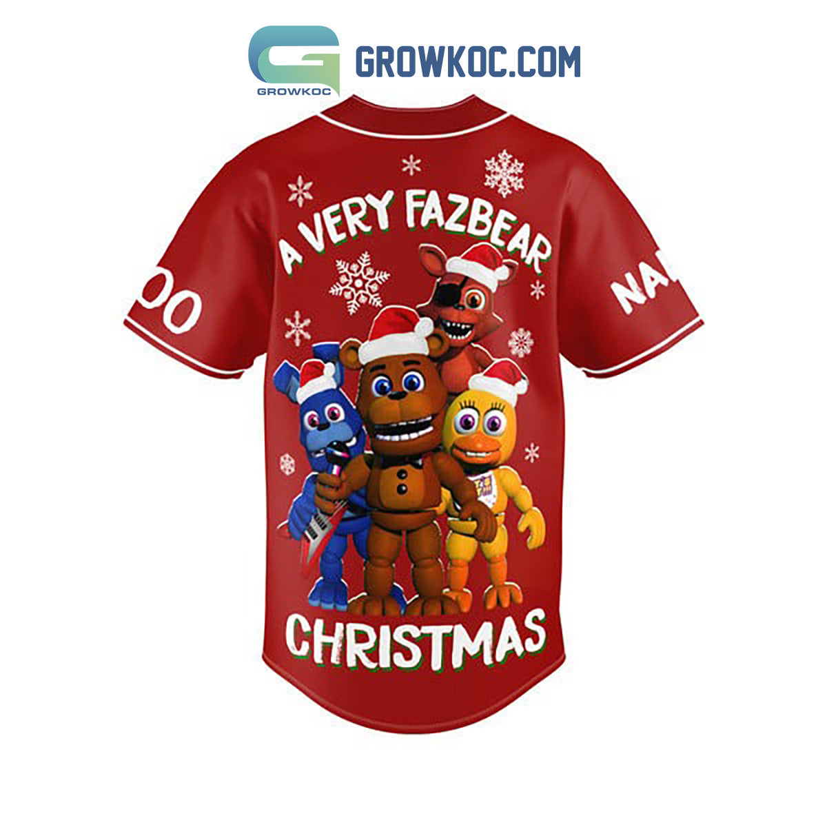 Five Nights At Freddy’s Ho Ho Ho A Very Fazbear Christmas Custom Name Personalization Christmas Baseball Jersey baseball jersey product view 2