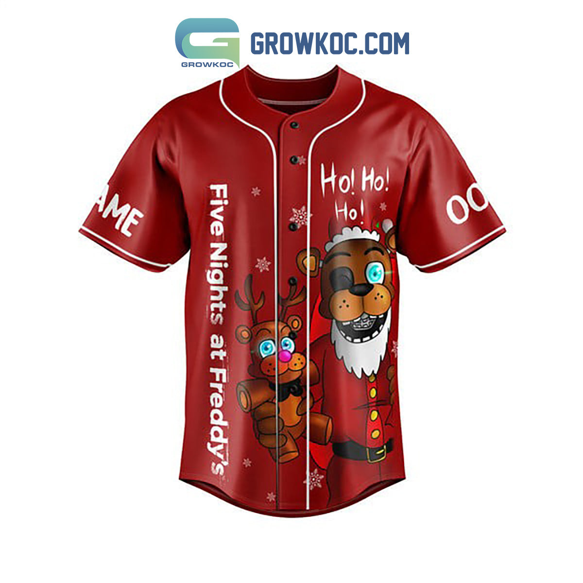 Five Nights At Freddy’s Ho Ho Ho A Very Fazbear Christmas Custom Name Personalization Christmas Baseball Jersey baseball jersey product view 3