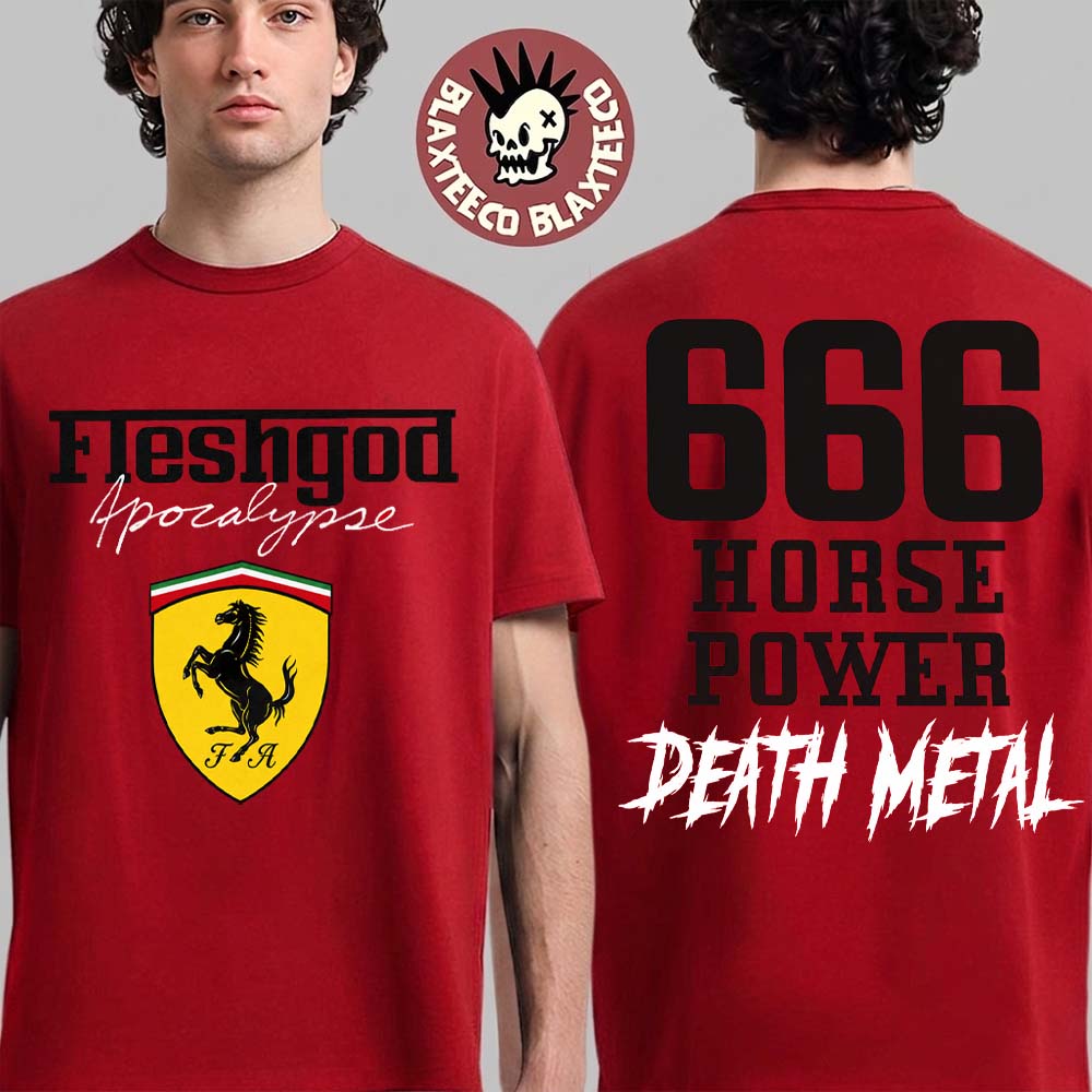 Fleshgod Apocalypse 2026 North America Tour Merch 666 Horse Power Ferrari Red T-Shirt Unisex T-shirt, Sweatshirt, Hoodie, Long Sleeve Tee - T-Shirt, Sweatshirt, Hoodie