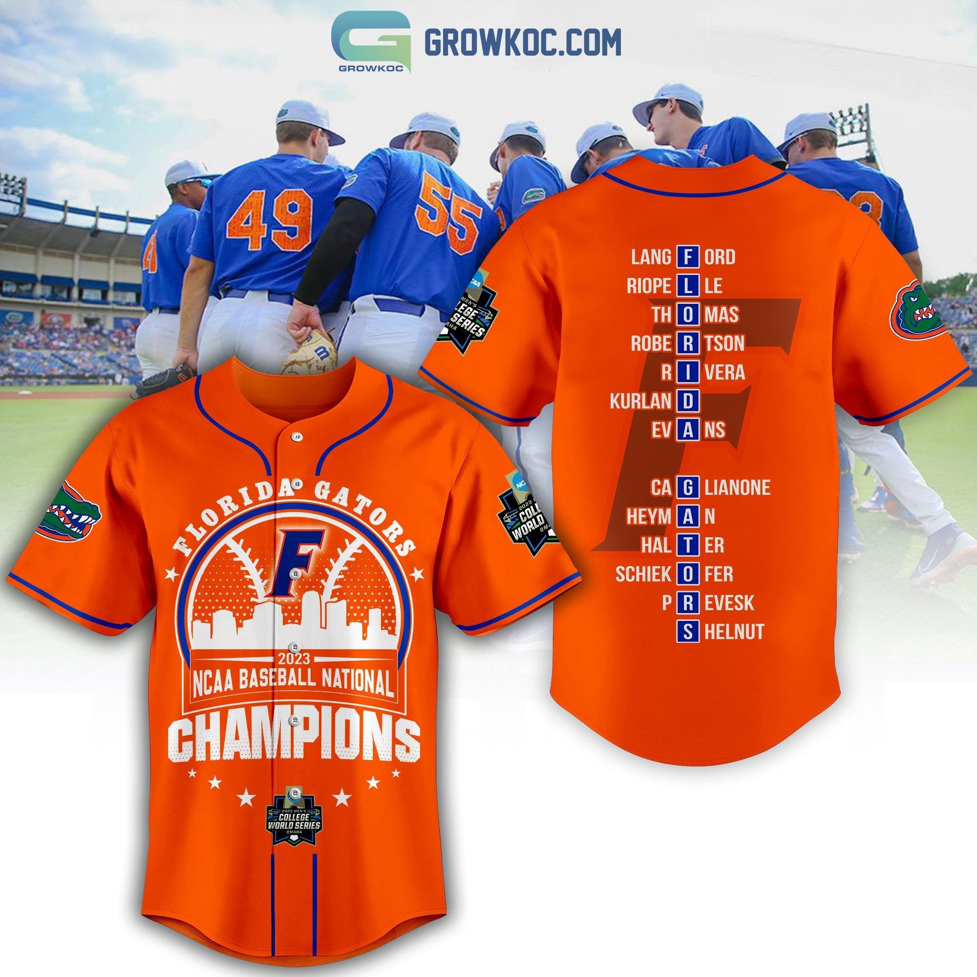 Florida Gators College World Series Champions 2023 Baseball Jersey baseball jersey product view 4