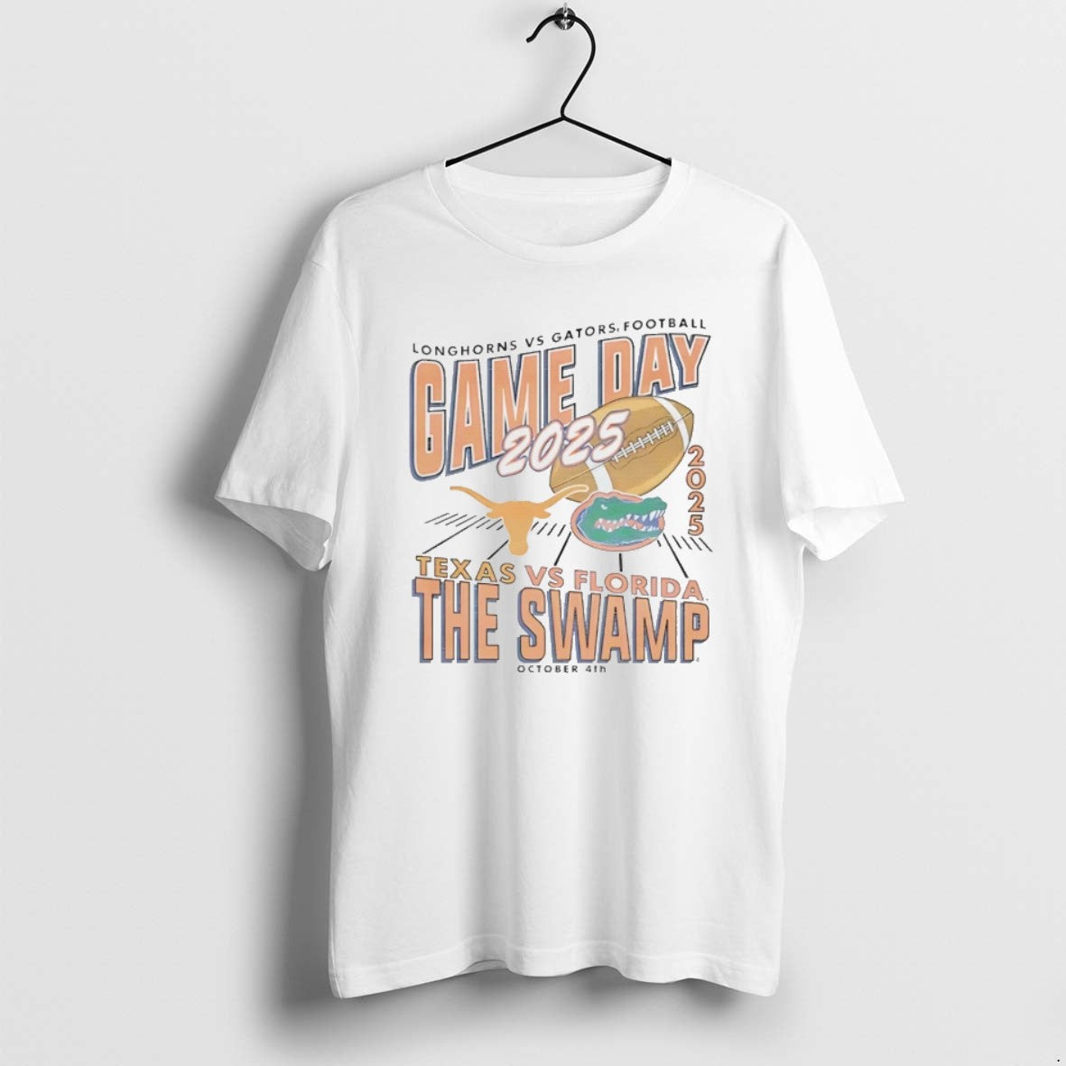 Florida Gators Vs Texas Longhorns Game Day The Swamp 2025 T Shirts Unisex T-shirt, Sweatshirt, Hoodie, Long Sleeve Tee - T-Shirt, Sweatshirt, Hoodie