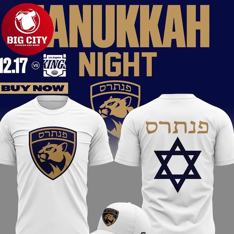 Florida Panthers Hanukkah Night 2026 Shabbat Shalom Two Sided Shirt Unisex T-shirt, Sweatshirt, Hoodie, Long Sleeve Tee - T-Shirt, Sweatshirt, Hoodie