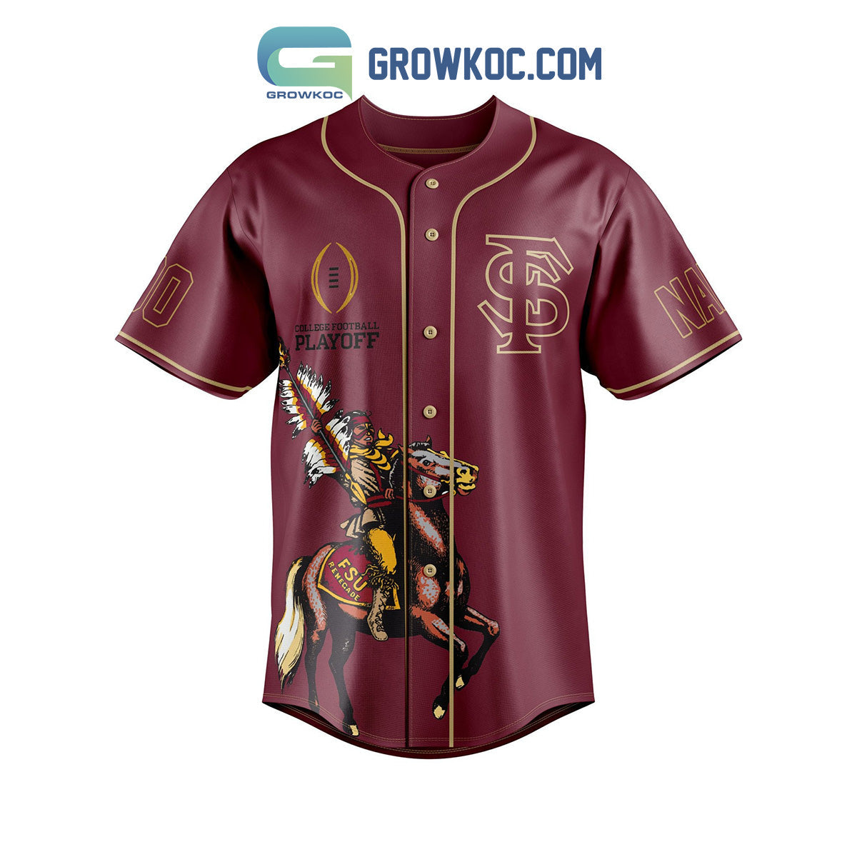 Florida State Seminoles 2023 Capital One Orange Bowl Personalized Baseball Jersey baseball jersey product view 3