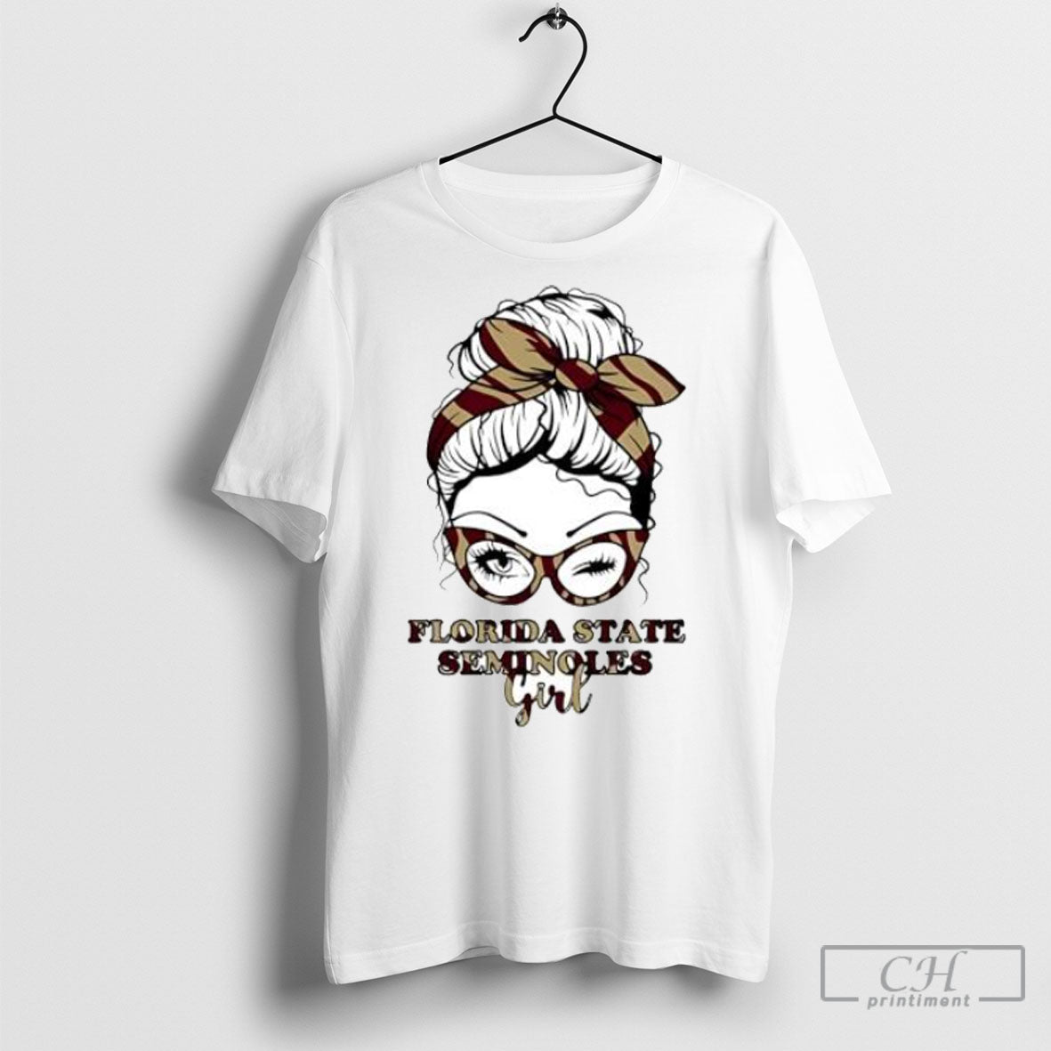 Florida State Seminoles Girl Messy Bun Sunglasses Fan Art Shirt Tee Unisex T-shirt, Sweatshirt, Hoodie, Long Sleeve Tee - T-Shirt, Sweatshirt, Hoodie