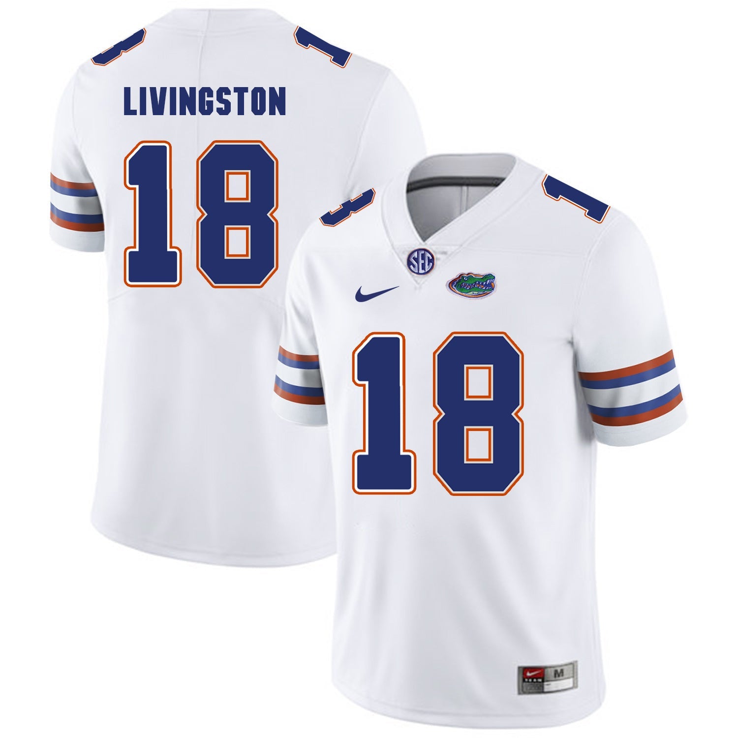 Florida Gators LIVINGSTON 18 White College Football Jersey football jersey product view 1