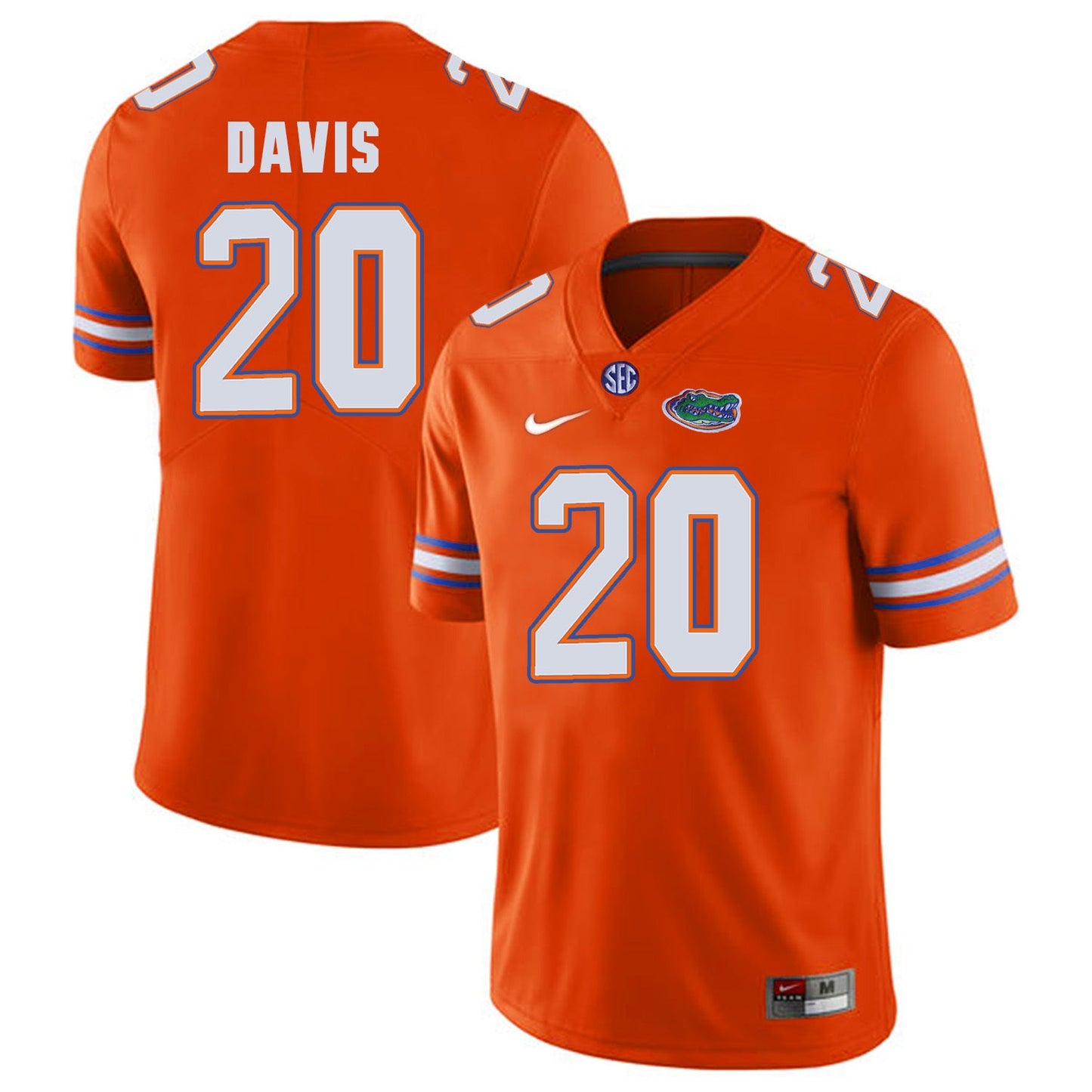 Florida Gators Malik Davis 20 Orange College Football Jersey football jersey product view 1