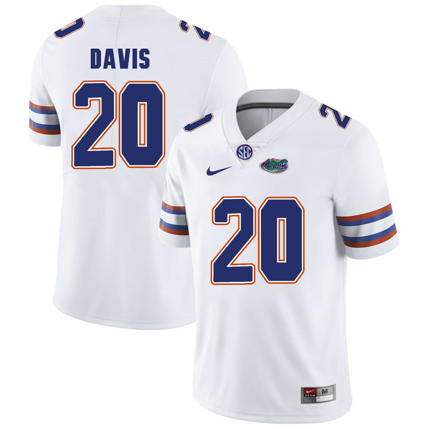 Florida Gators Malik Davis 20 White College Football Jersey football jersey product view 1