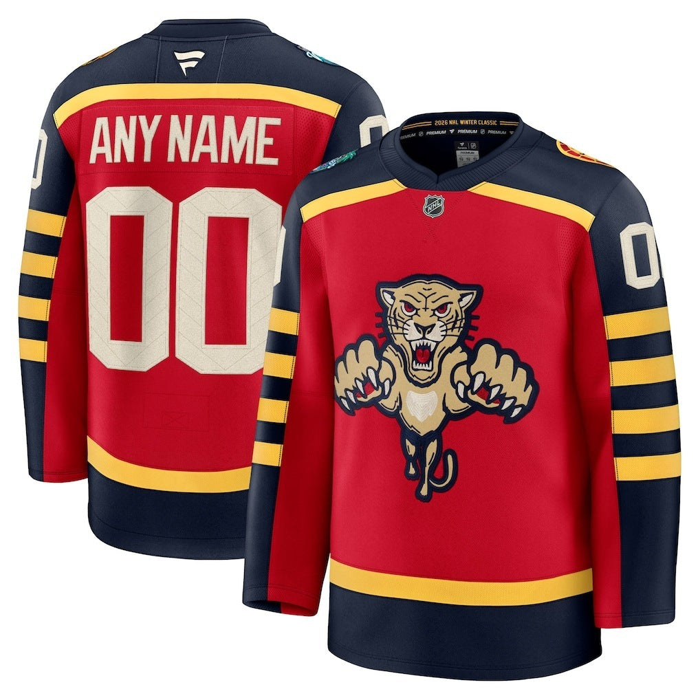 Florida Panthers Fanatics 2026 NHL Winter Classic Premium Custom Jersey - Red Hockey Jersey hockey jersey product view 1