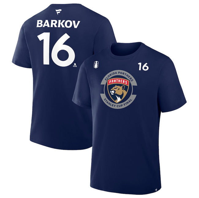 Florida Panthers #16 Aleksander Barkov Navy 2025 Stanley Cup Final Pro Name & Hockey Jersey hockey jersey product view 1