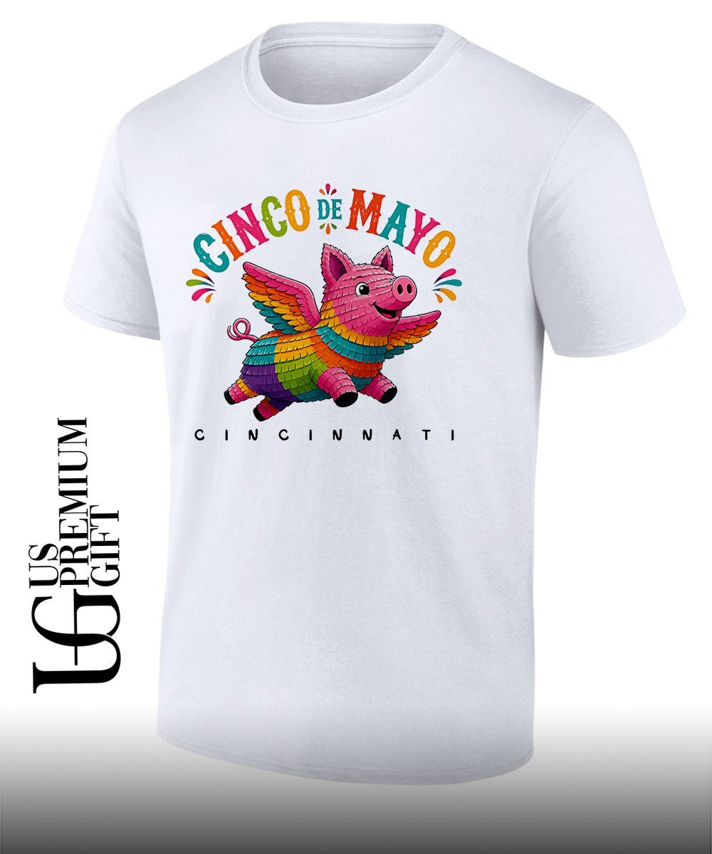 Flying Pig Pinata Cinco de Mayo Cincinnati shirt Unisex T-shirt, Sweatshirt, Hoodie, Long Sleeve Tee - T-Shirt, Sweatshirt, Hoodie