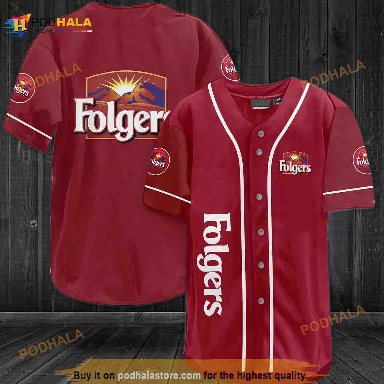 Folgers Coffee 3D Baseball Jersey baseball jersey product view 1