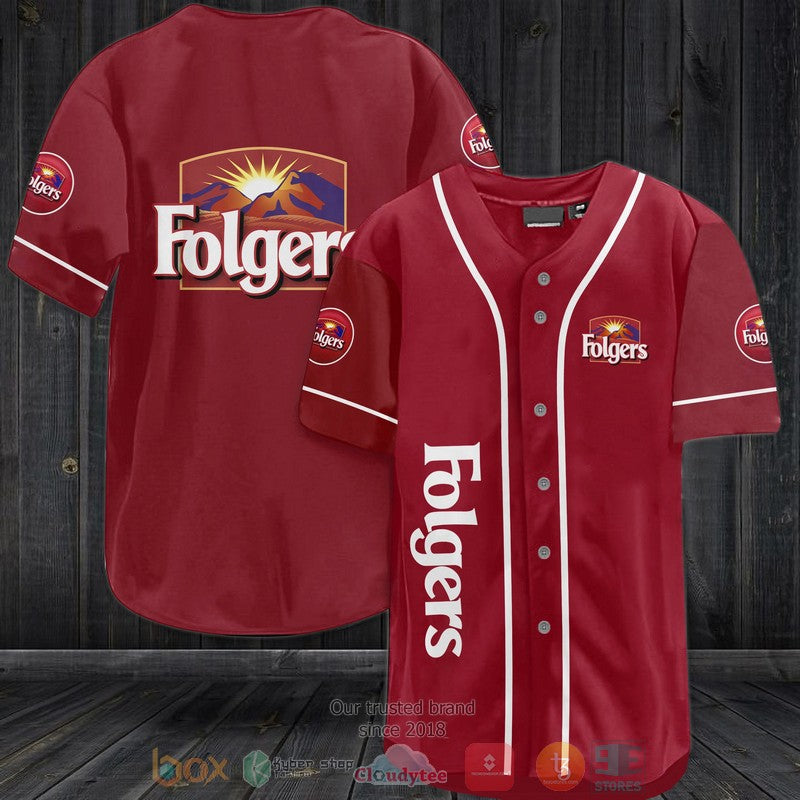 Folgers Coffee red Baseball shirt baseball jersey product view 1
