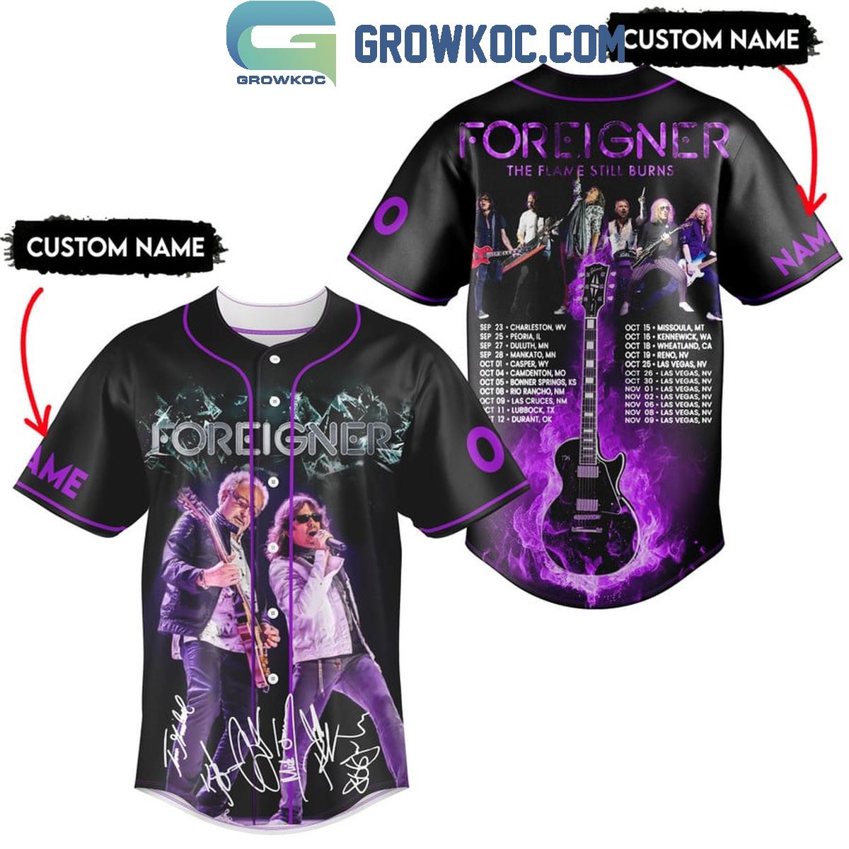 Foreigner The Flames Still Burns 2024 Tour Personalized Baseball Jersey baseball jersey product view 1