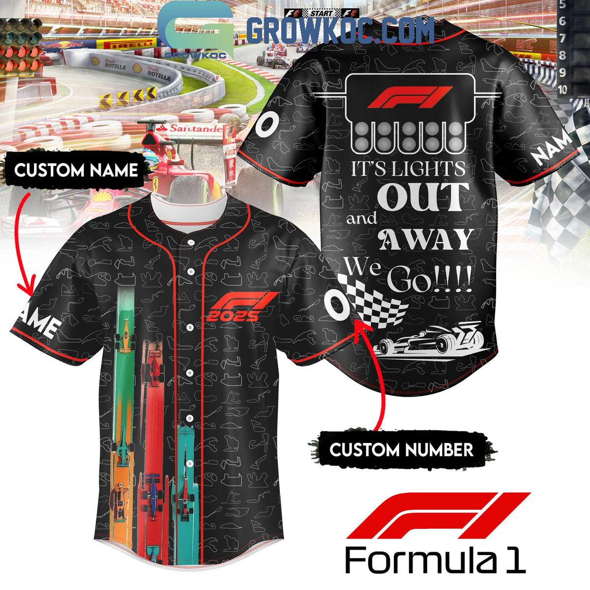 Formula 1 2025 It’s Lights Out And Away We Go Personalized Baseball Jersey baseball jersey product view 1