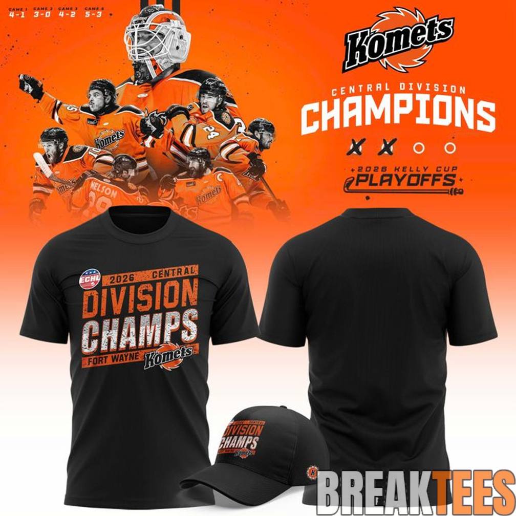 Fort Wayne Komets Central Division Champions 2026 Shirt Unisex T-shirt, Sweatshirt, Hoodie, Long Sleeve Tee - T-Shirt, Sweatshirt, Hoodie