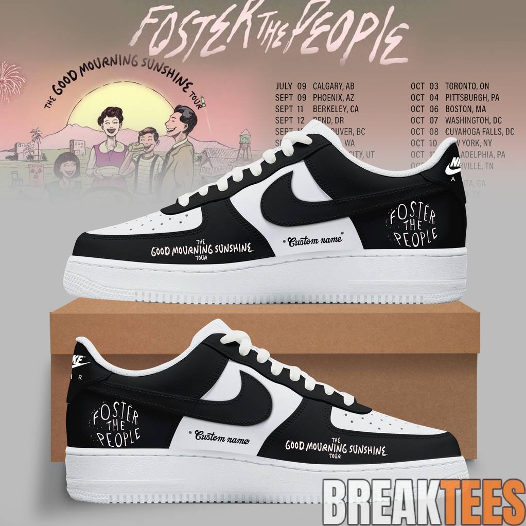 Foster The People THE GOOD MOURNING SUNSHINE TOUR Custom Air Force 1 Shoes Unisex T-shirt, Sweatshirt, Hoodie, Long Sleeve Tee - T-Shirt, Sweatshirt, Hoodie