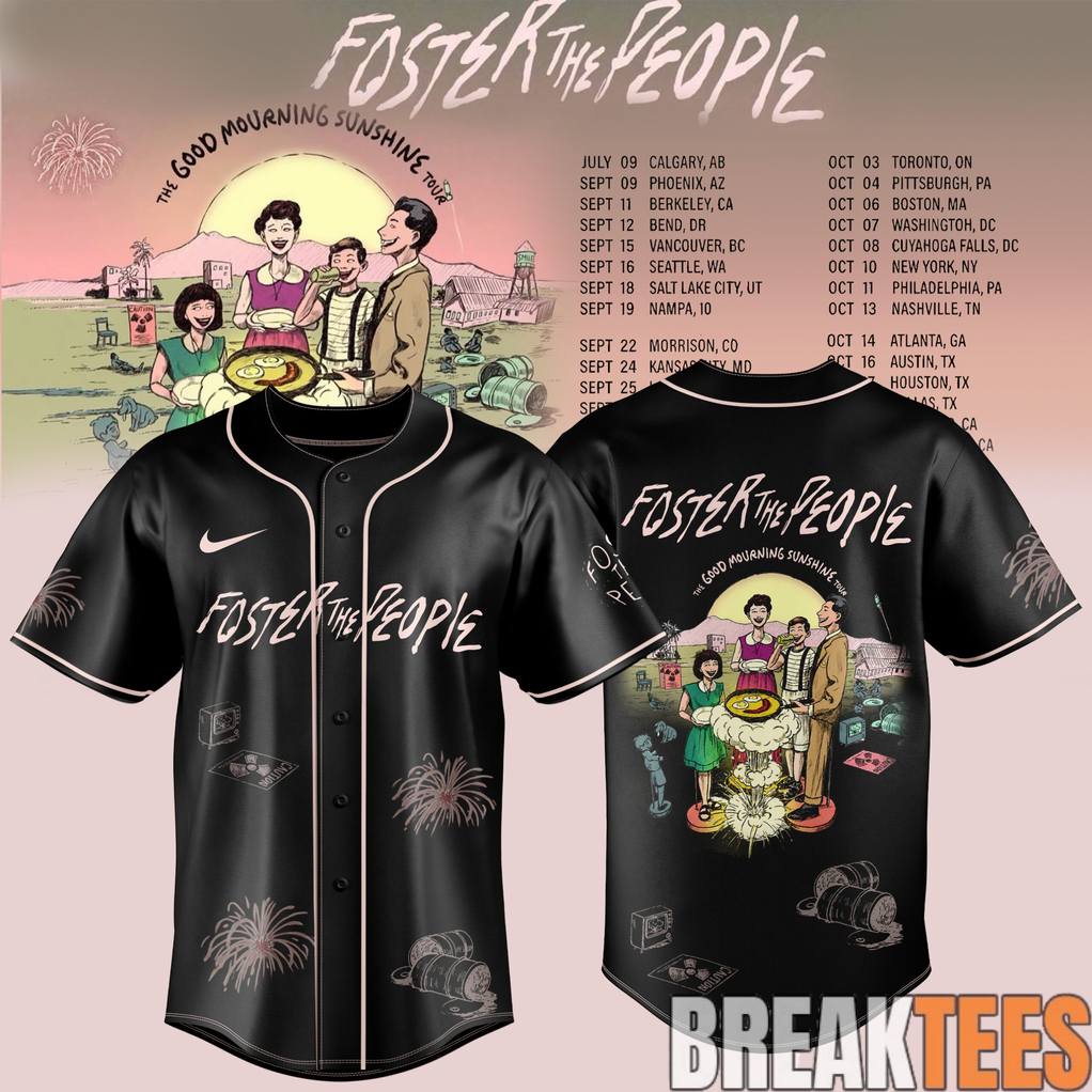 Foster The People THE GOOD MOURNING SUNSHINE TOUR Special Baseball Jersey Unisex T-shirt, Sweatshirt, Hoodie, Long Sleeve Tee - T-Shirt, Sweatshirt, Hoodie