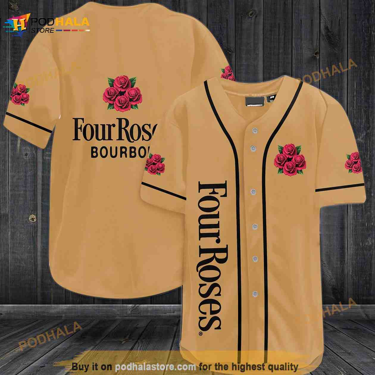 Four Roses Bourbon 3D Baseball Jersey baseball jersey product view 1