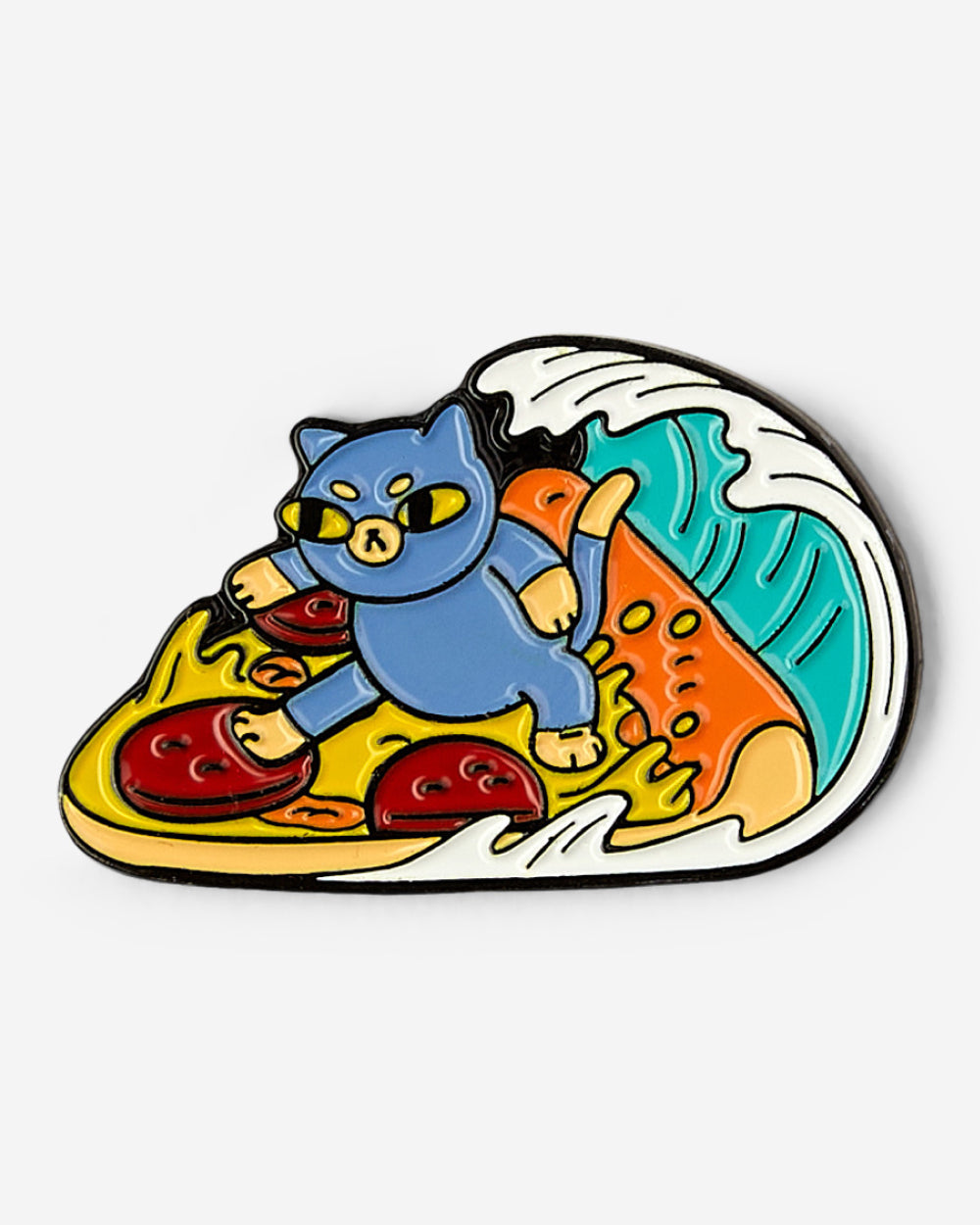 Surfin' Pizza Cat Enamel Pin Unisex T-shirt, Sweatshirt, Hoodie, Long Sleeve Tee - T-Shirt, Sweatshirt, Hoodie
