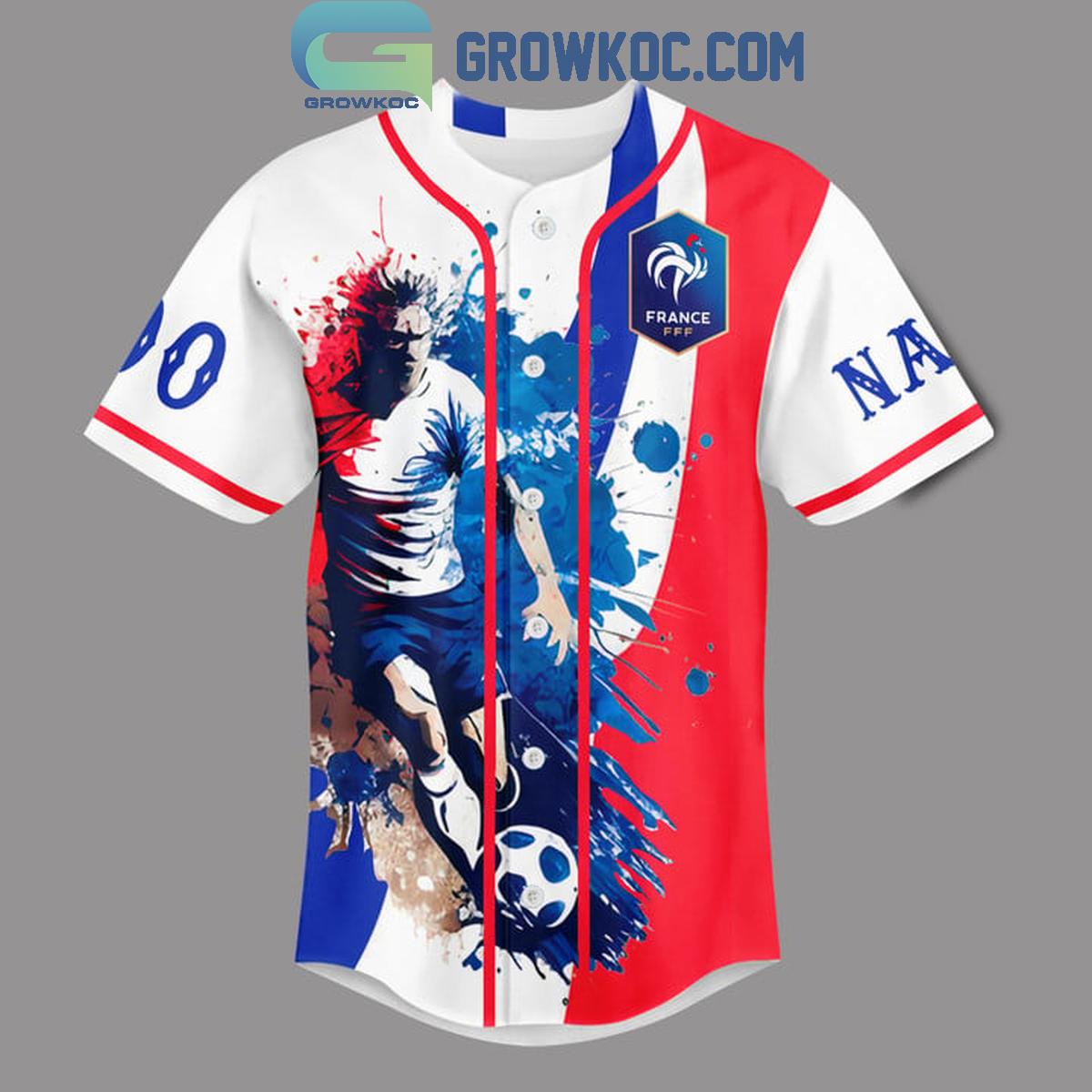 France Team European Football Championship UEFA EURO 2024 Personalized Baseball Jersey football jersey product view 2