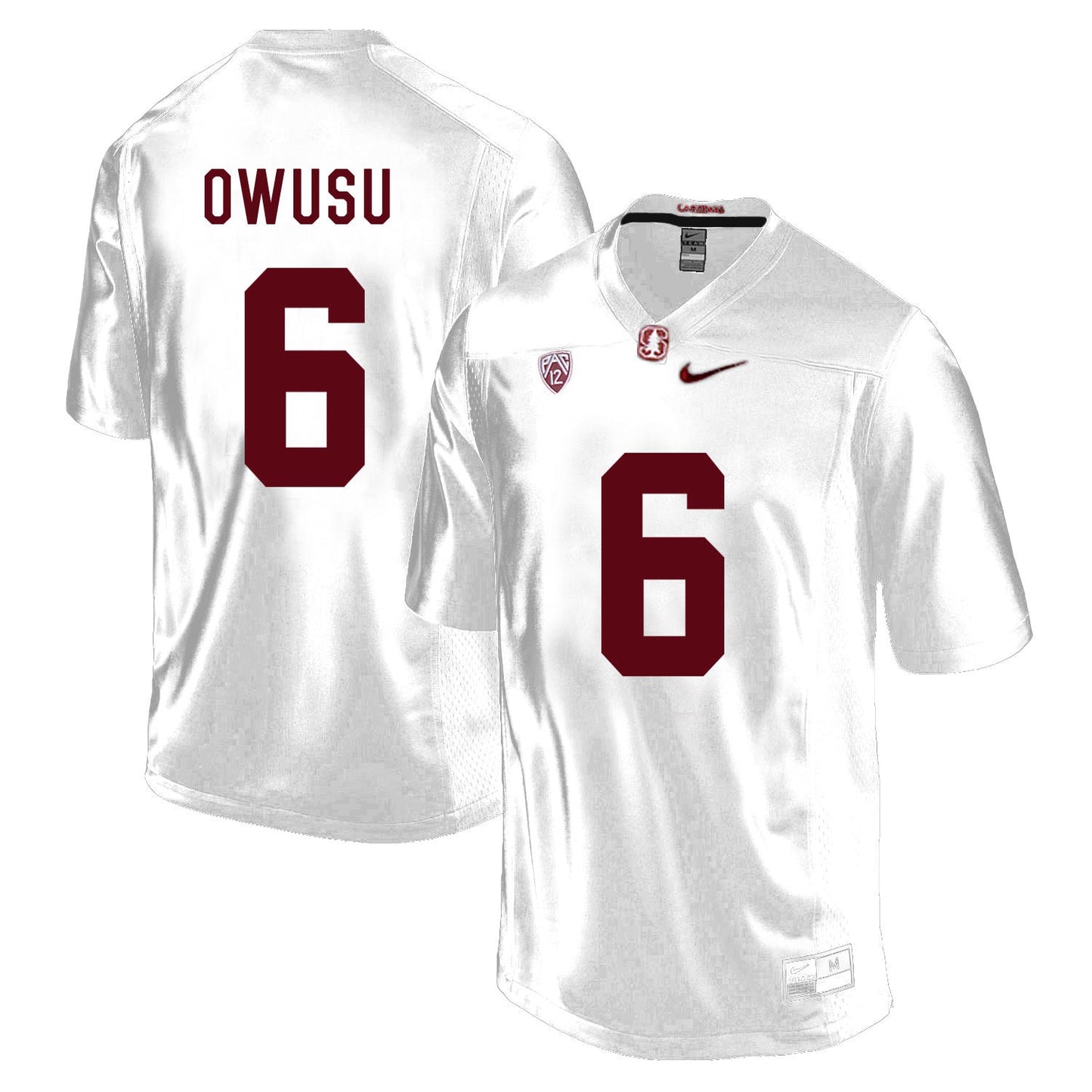 Francis Owusu 6 White College Football Jersey football jersey product view 1