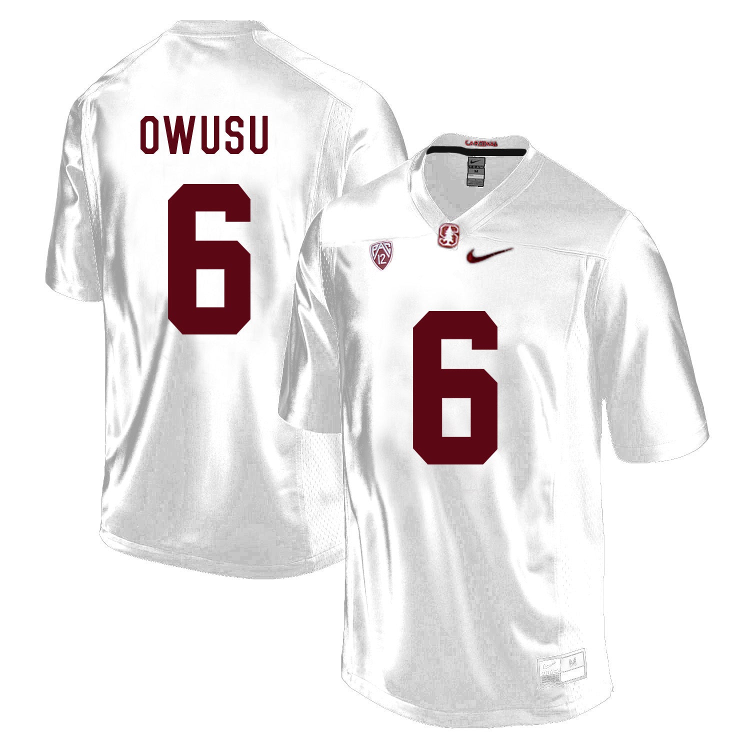 Francis Owusu 6 White College Football Jersey football jersey product view 1