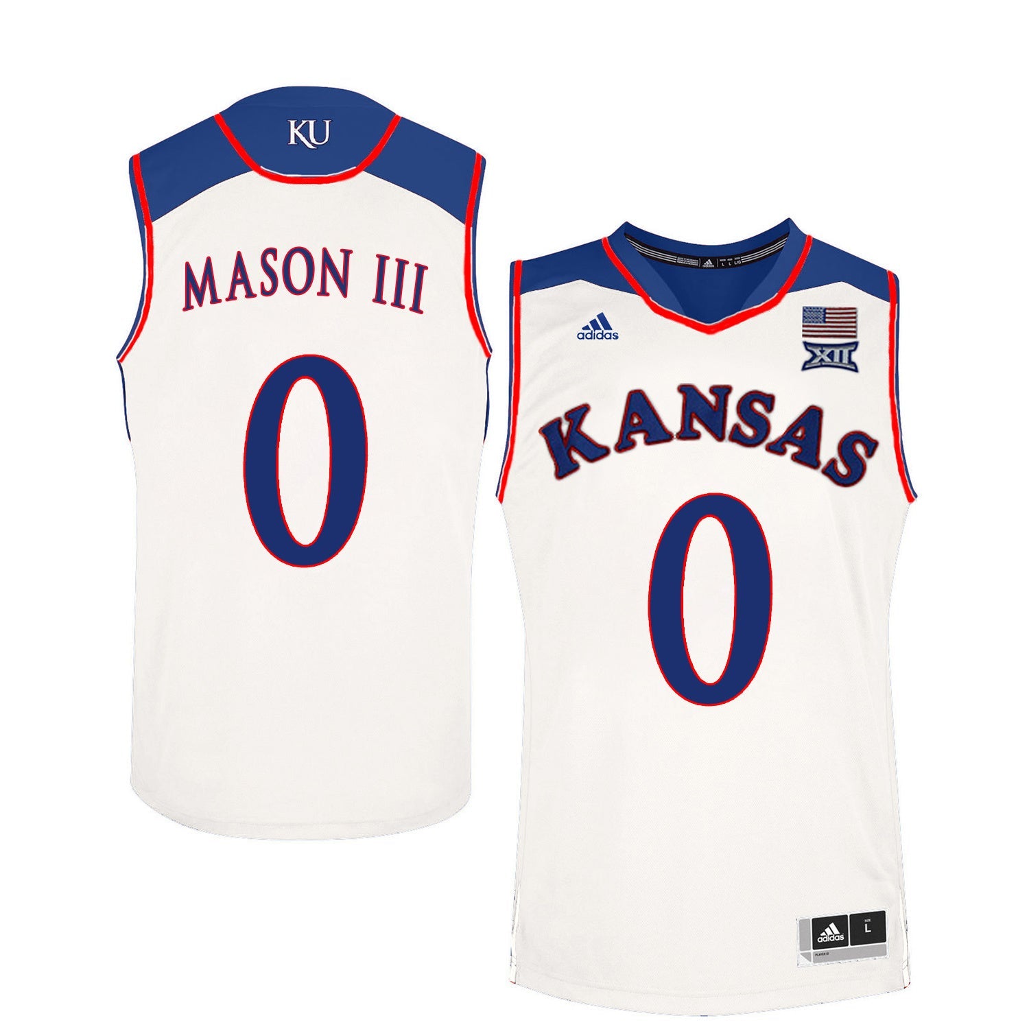 Frank Mason III 0 White College Football Jersey football jersey product view 1