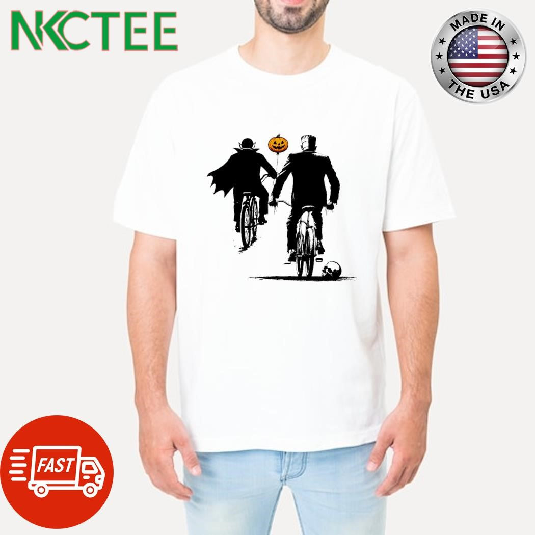 Franky And Drac Halloween Ride bike Ringer Halloween shirt Unisex T-shirt, Sweatshirt, Hoodie, Long Sleeve Tee - T-Shirt, Sweatshirt, Hoodie