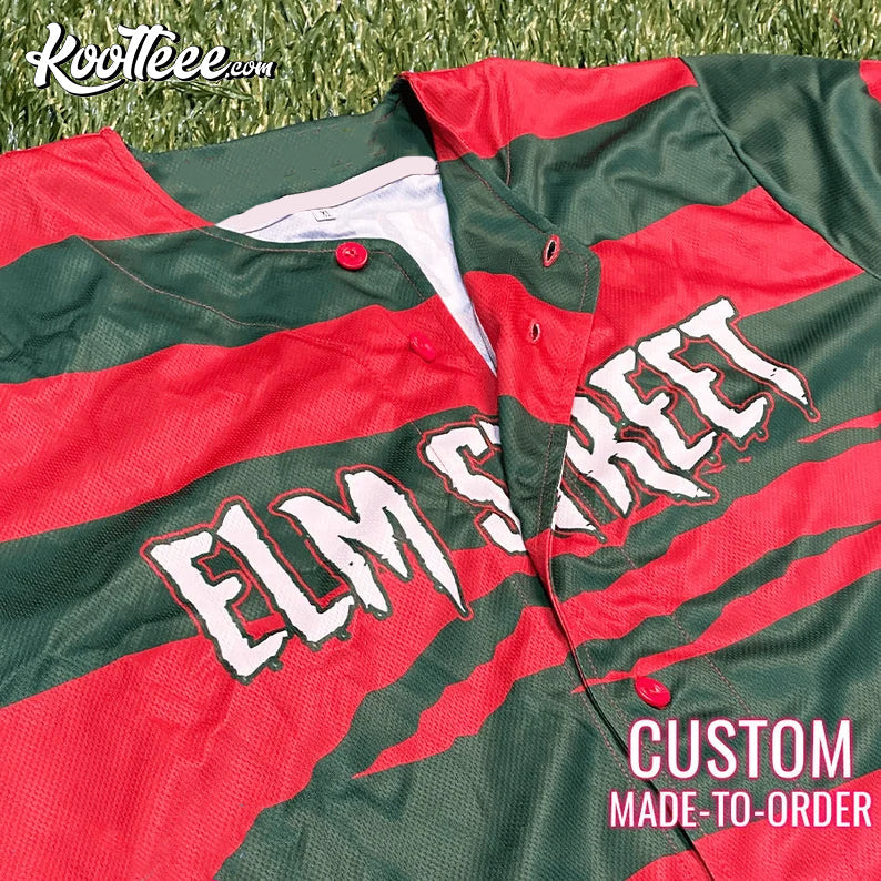 Freddy Krueger Nightmare On Elm Street Horror Custom Baseball Jersey baseball jersey product view 2