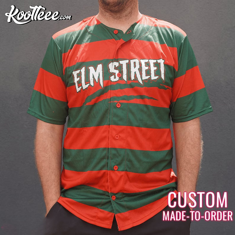 Freddy Krueger Nightmare On Elm Street Horror Custom Baseball Jersey baseball jersey product view 1