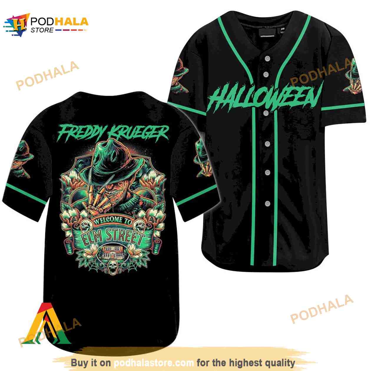 Freddy Krueger Welcome To Elm Street 3D Baseball Jersey baseball jersey product view 1